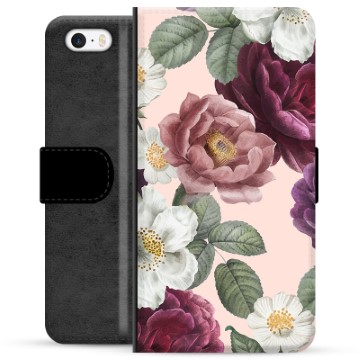 Étui Portefeuille Premium iPhone 5/5S/SE - Fleurs Romantiques