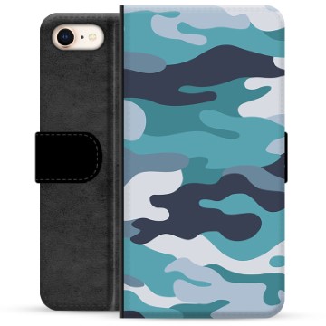 Étui Portefeuille Premium iPhone 7/8/SE (2020)/SE (2022) - Camouflage Bleu