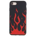 Coque iPhone 7/8/SE (2020)/SE (2022) en silicone avec flammes - Noire