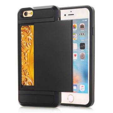 Coque Hybride iPhone 7/8/SE (2020)/SE (2022) avec Fente pour Carte Coulissante - Noire