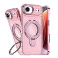 Coque hybride pailletée iPhone Air avec Kickstand - Compatible MagSafe - Rose