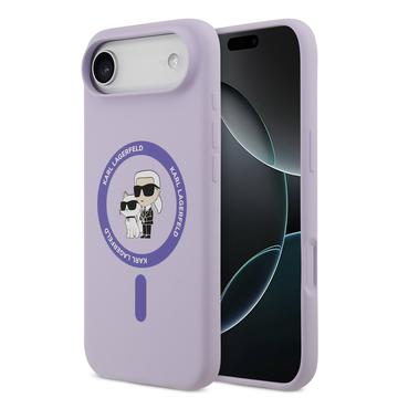 Coque iPhone Air en silicone liquide MagSafe Karl Lagerfeld Karl and Choupette - Violete