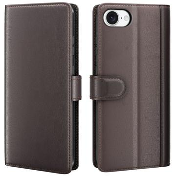 Étui Portefeuille iPhone 16e en Cuir avec Béquille - Marron