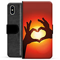 Étui Portefeuille Premium iPhone X / iPhone XS - Silhouette de Coeur