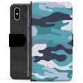 Étui Portefeuille Premium iPhone X / iPhone XS - Camouflage Bleu