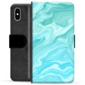 Étui Portefeuille Premium iPhone X / iPhone XS - Marbre Bleu