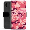 Étui Portefeuille Premium iPhone X / iPhone XS - Camouflage Rose