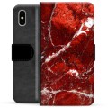 Étui Portefeuille Premium iPhone X / iPhone XS - Marbre Rouge