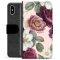 Étui Portefeuille Premium iPhone X / iPhone XS - Fleurs Romantiques