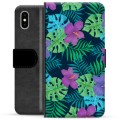 Étui Portefeuille Premium iPhone X / iPhone XS - Fleurs Tropicales