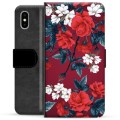 Étui Portefeuille Premium iPhone X / iPhone XS - Fleurs Vintage