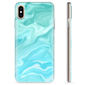 Coque iPhone X / iPhone XS en TPU - Marbre Bleu