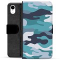 Étui Portefeuille Premium iPhone XR - Camouflage Bleu