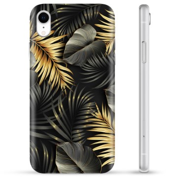 Coque iPhone XR en TPU - Feuilles Dorées