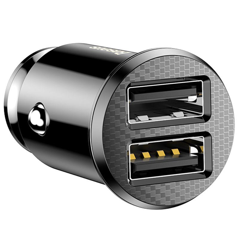 Mini Chargeur Voiture Double USB Baseus Grain 3.1A Noir