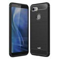 Coque Google Pixel 3 en TPU Brossé Saii - Fibre de Carbone - Noire