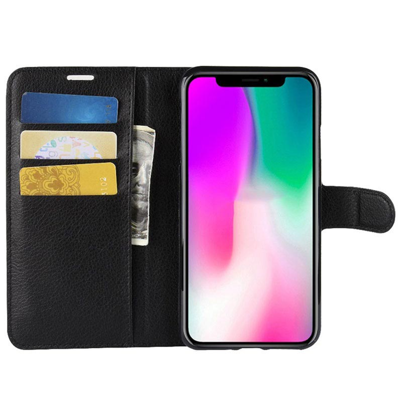 Étui Portefeuille iPhone XR avec Fermeture Magnétique Noir