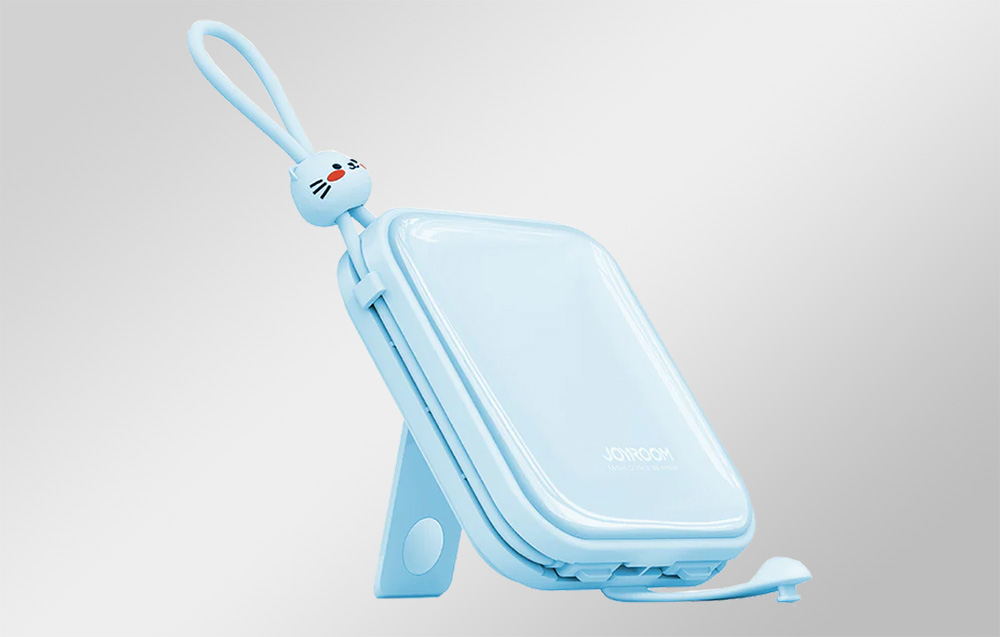 Joyroom JR-L008 Cutie Power Bank 10000mAh avec câbles USB-C et Lightning - 22.5W - Bleu