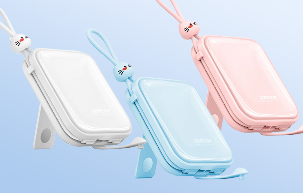 Joyroom JR-L008 Cutie Power Bank 10000mAh avec câbles USB-C et Lightning - 22.5W - Bleu