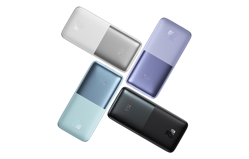 Baseus Bipow Pro Digital Display Fast Charge Bank 10000mAh/20W - 2xUSB, USB-C - Bleu