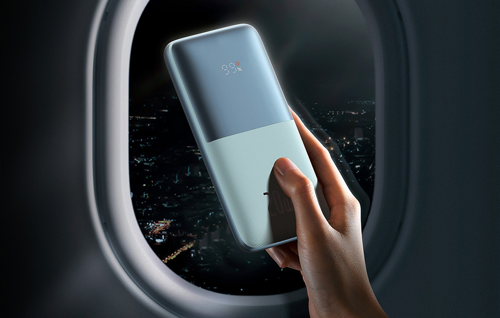 Baseus Bipow Pro Digital Display Fast Charge Bank 10000mAh/20W - 2xUSB, USB-C - Bleu