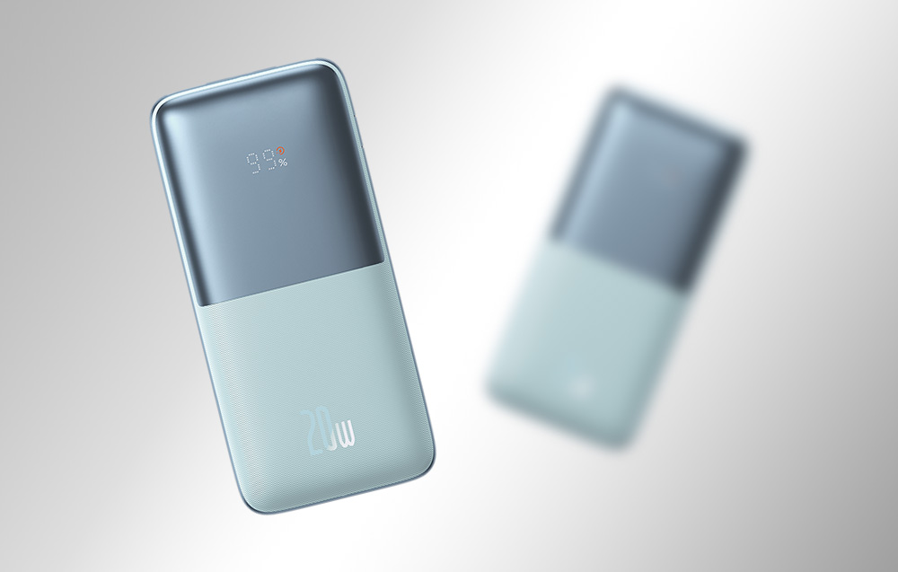 Baseus Bipow Pro Digital Display Fast Charge Bank 10000mAh/20W - 2xUSB, USB-C - Bleu