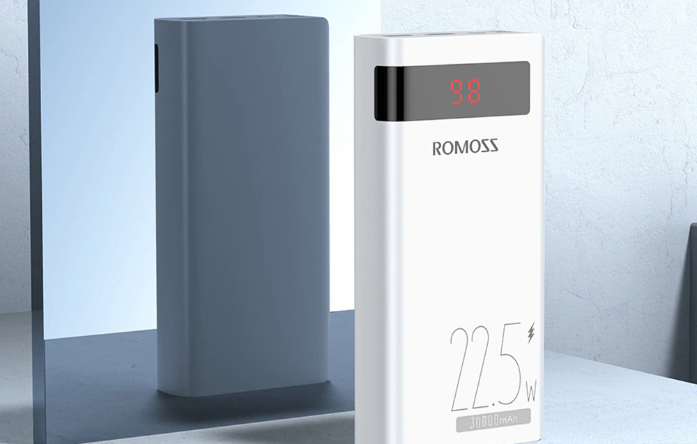 Romoss Sense 8PF Power Bank 30000mAh - 22.5W, PD, QC, FCP - Blanc