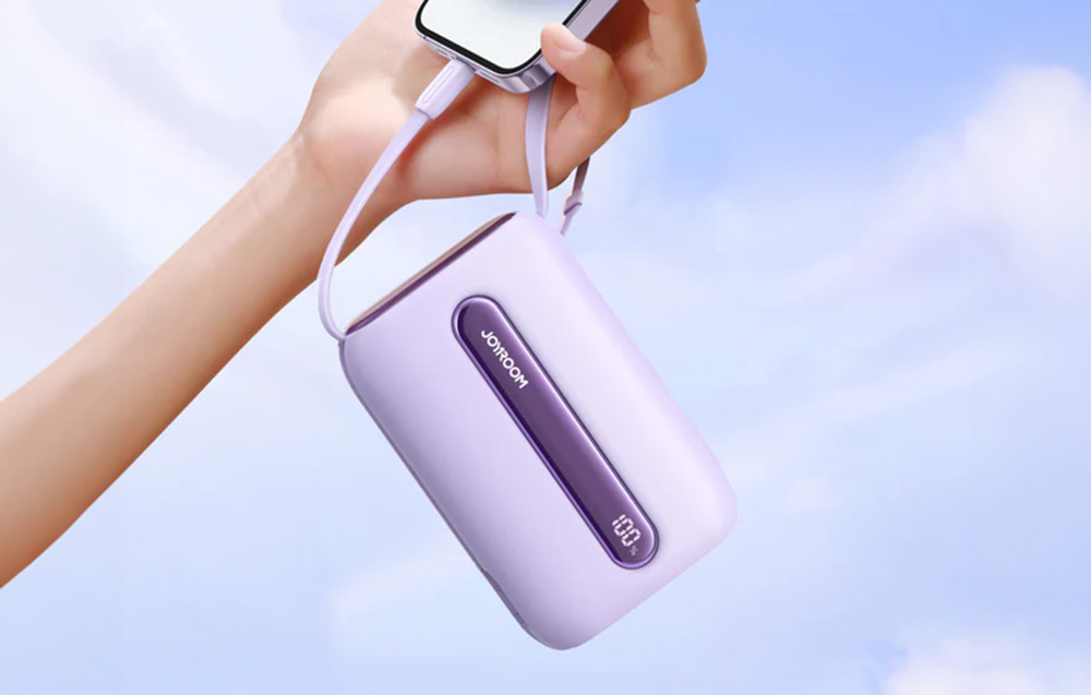 Joyroom JR-L012 Plus 20000mAh Power Bank avec câbles USB-C et Lightning - 22.5W - Violet