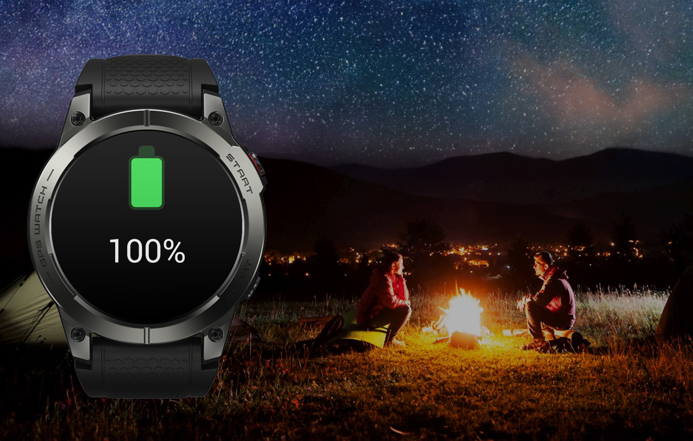 Zeblaze Stratos 3 Smartwatch avec GPS, écran AMOLED Ultra HD - Noir