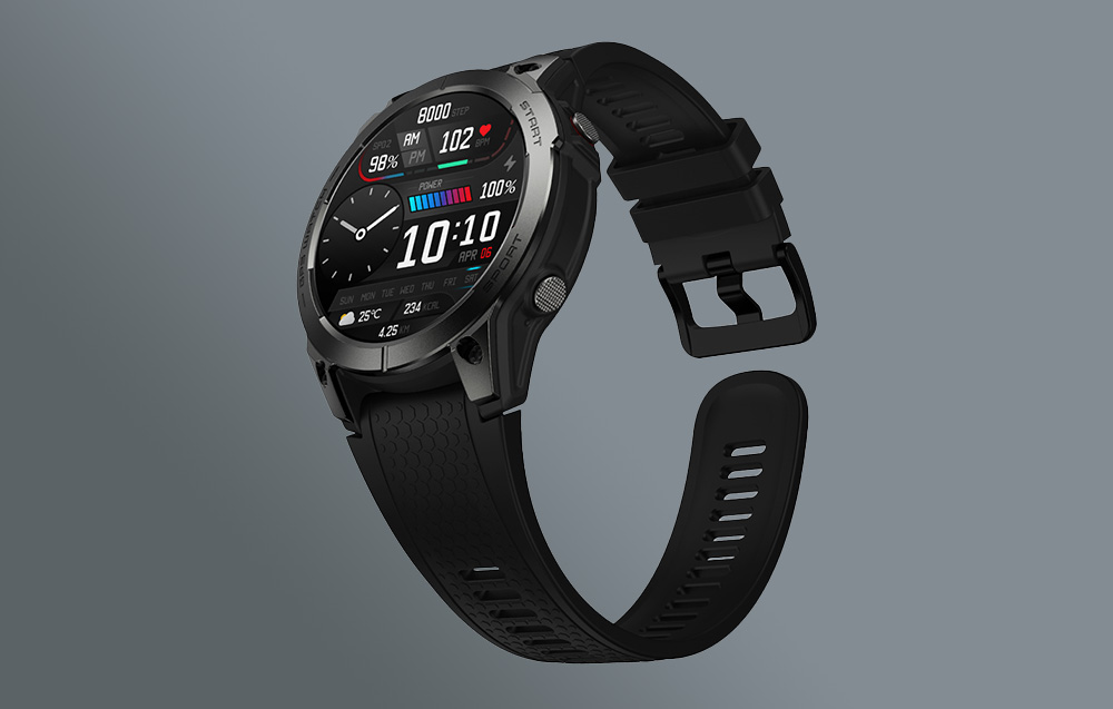 Zeblaze Stratos 3 Smartwatch avec GPS, écran AMOLED Ultra HD - Noir