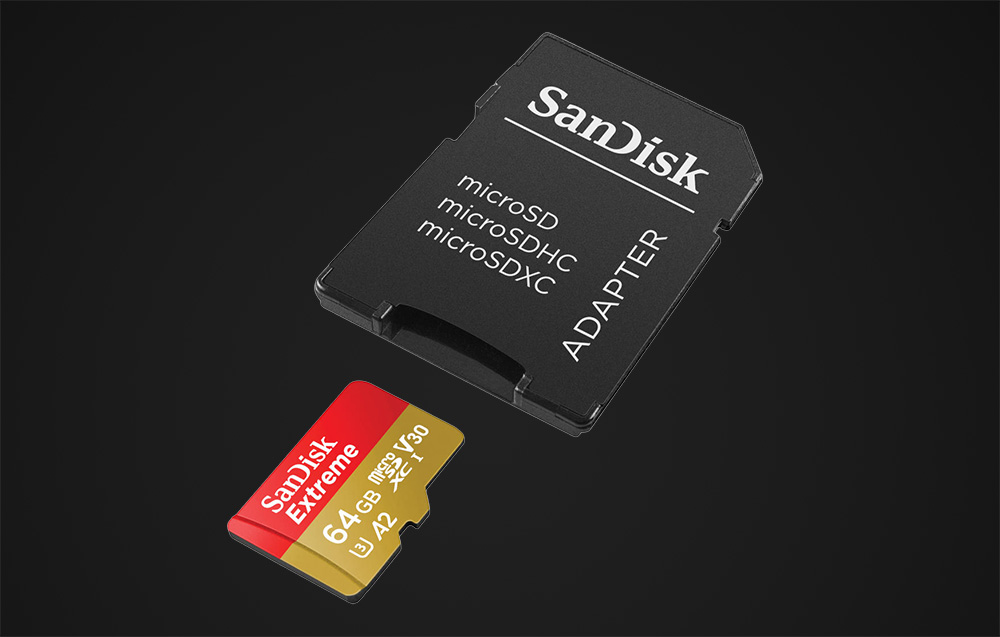 Carte mémoire SanDisk Extreme microSDXC UHS-I U3 SDSQXAH-064G-GN6AA - 64 Go